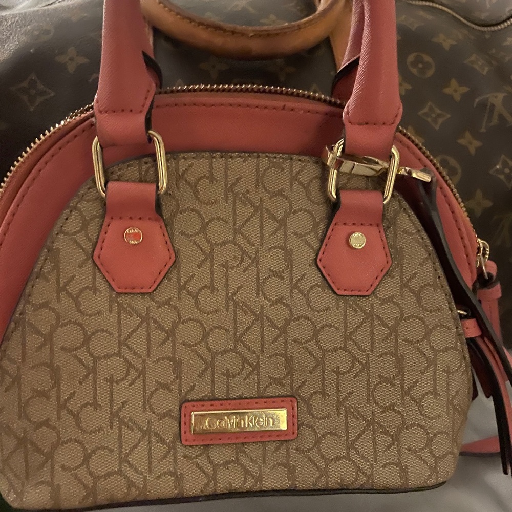 like new calvin klein orange brown mini satchel